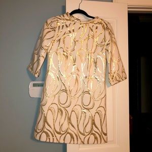 Great condition Milly winter white & gold dress 2